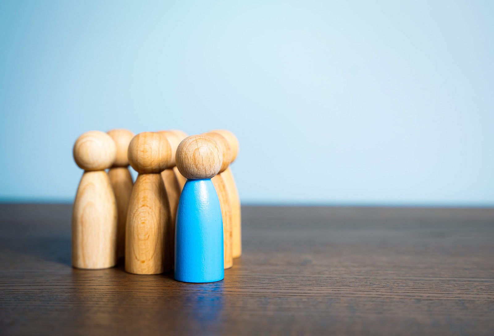 Leader and group. Leadership concept. Cooperation and teamwork.